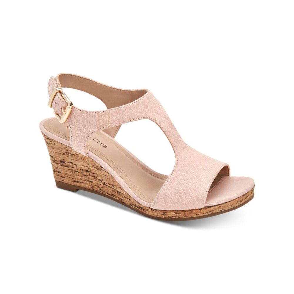 CHARTER CLUB Womens Pink Cork Shelbee Round Toe Wedge Slingback Sandal 7 M